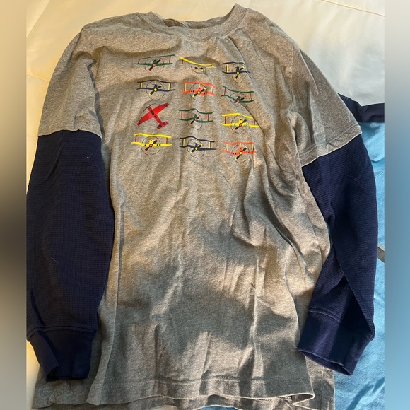 Hanna Andersson Airplane Big Boys short Sleeve and Long Sleeve tee - Picture 3 of 3